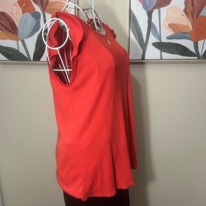 Vibrant Coral Sleeveless Blouse
